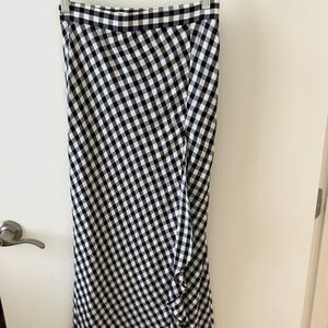 MAJE CHECKERED WRAPED RUFFLED SKIRT